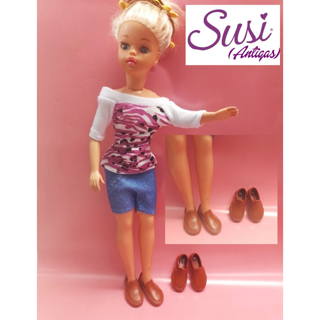 Sapatinho Para Boneca Susi Antiga Anos 50 60 70 80 Pé Maior Sapato Bota Botinha Mocassim 29