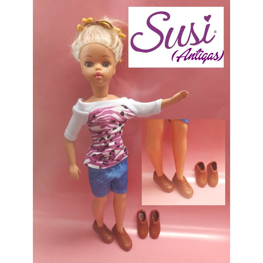 Sapatinho Para Boneca Susi Antiga Anos 50 60 70 80 Pé Maior Sapato Bota Botinha Tênis 30