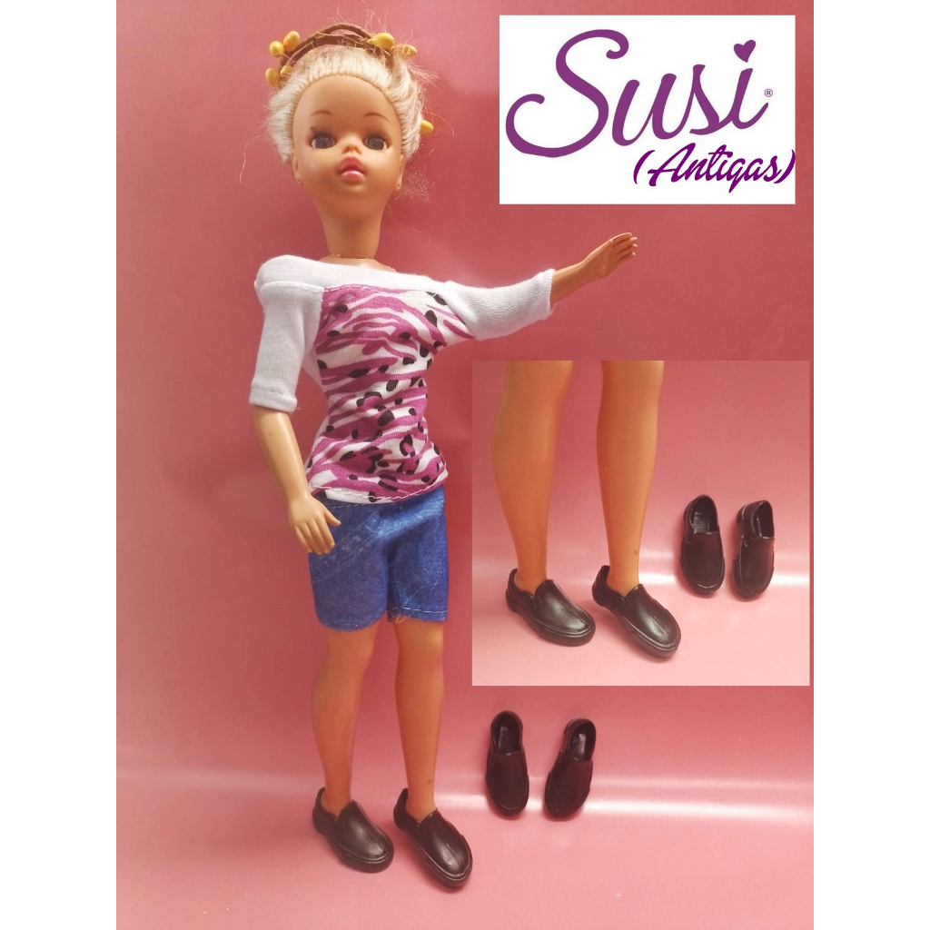 Sapatinho Para Boneca Susi Antiga Anos 50 60 70 80 Pé Maior Sapato Bota Botinha Tênis 35