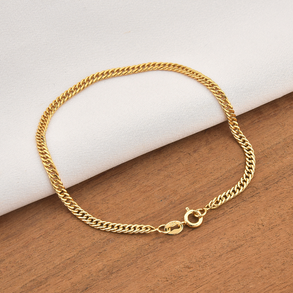 Pulseira Masculina Grumet Dupla Lacraia 3mm Banhada a Ouro 18k Bracelete