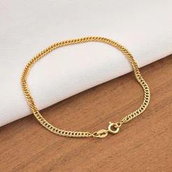 Pulseira Masculina Grumet Dupla Lacraia 3mm Banhada a Ouro 18k Bracelete