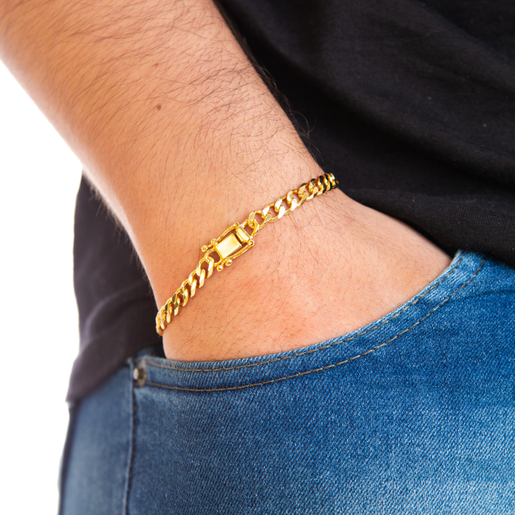 Pulseira Masculina Grumet com Fecho Gaveta Banhada a Ouro 18k Bracelete Masculino — imagem 2 de 2