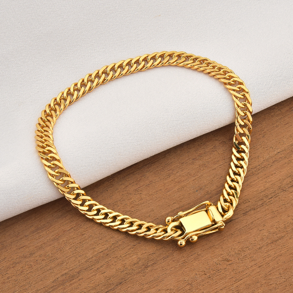 Pulseira Masculina Grumet Dupla Lacraia 5mm com Fecho Gaveta trava Banhada a ouro 18k em Oferta na Shopee