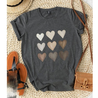 Blusa Tshirt Feminina Manga Curta Viscolaycra Estampa Muita Coração Moda Blogueira