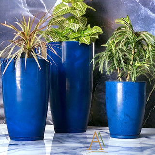 kit com 3 vasos para plantas polietileno espelhado liso Paris n2 , 3 e 4