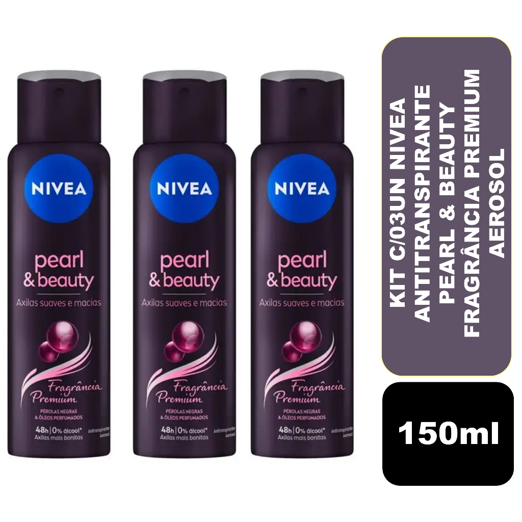 Kit com 03un Desodorante Nivea Aerosol Pearl & Beauty150ml