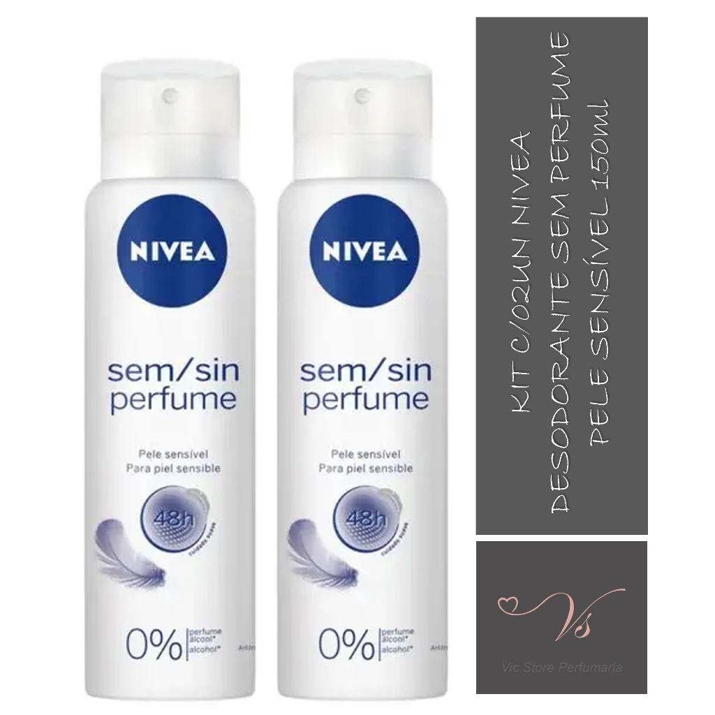 Kit com 02un Desodorante Nivea Aerosol Sensitive Sem Perfume 150ml em Oferta na Shopee