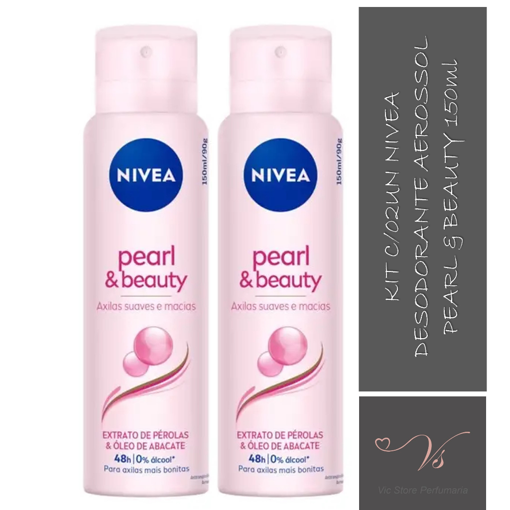 Kit com 02un Nivea Desodorante Antitranspirante Aerossol Pearl & Beauty