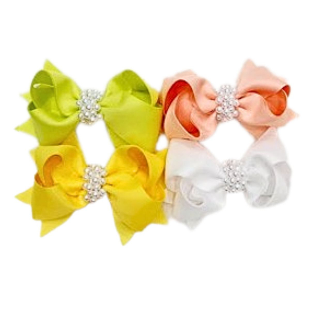 Laços Presilhas De Cabelo No Bico De Pato Com Pérolas Kit 4 Unidades