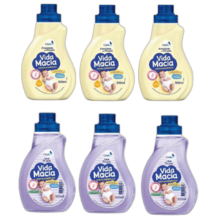 Kit Vida Macia: 3 Lava Roupas + 3 Amaciantes Camomila - 500ml/cada