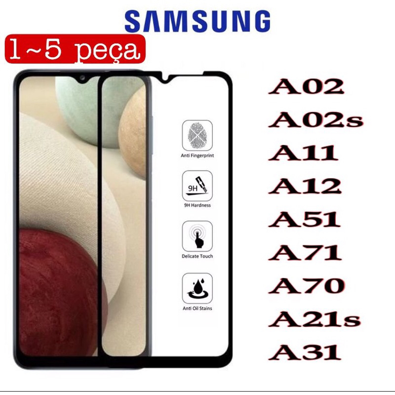 Película de vidro 3D 9d cobre a tela toda para Samsung A10 A11 A12 A13 A31 A32 A51 A70