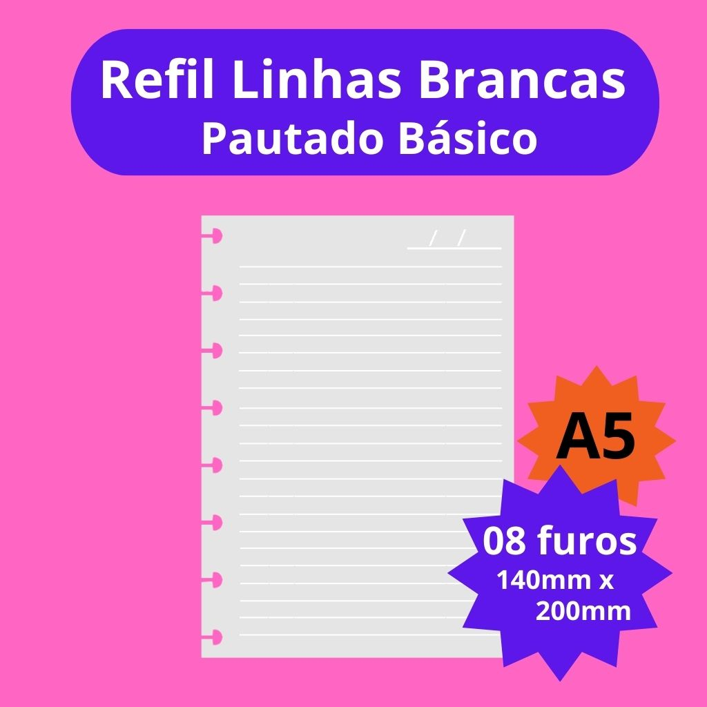 Refil A5 Linha Branca para Caderno de Disco