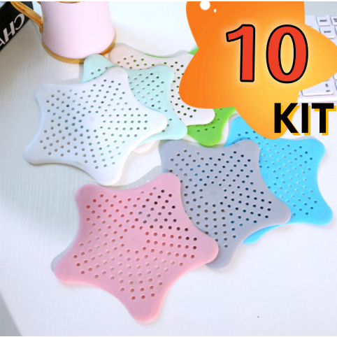 Kit 1/5/10 Tampa De Silicone Ralo Pia Tampa Estrela Cozinha Banheiro Universal Filtro