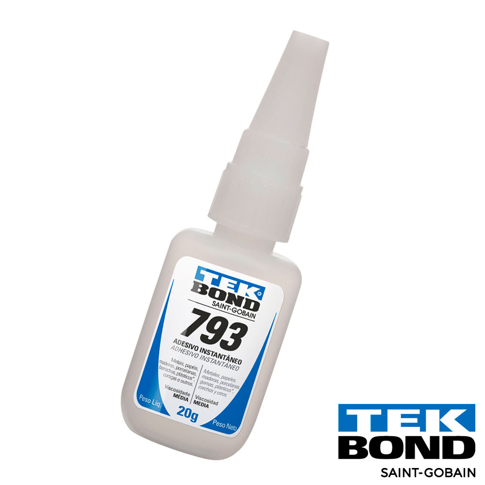 Cola Instantânea Tek Bond 793 20g Acrigel Unhas Tips Postiça Forte Madeira Borracha
