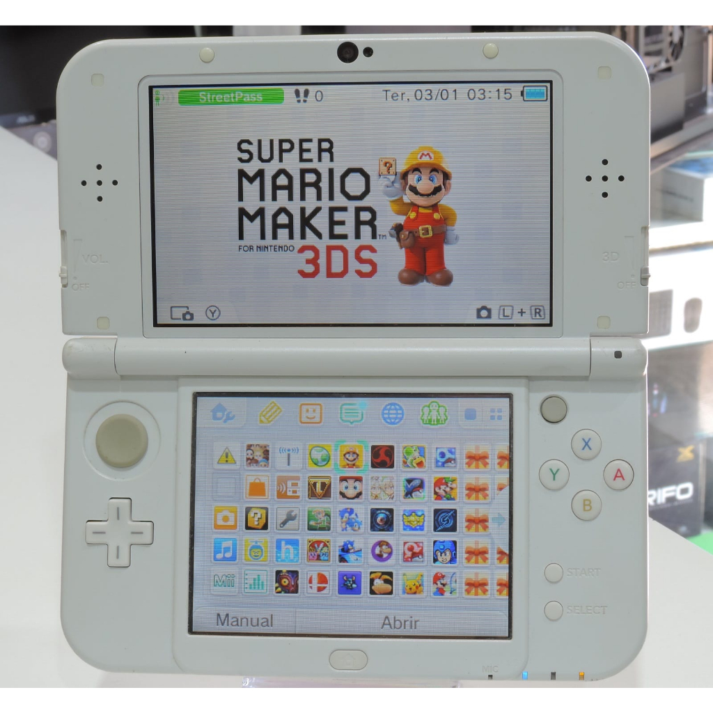 Console Game Nintendo NEW 3DS XL Portátil com Cartão de 64GB e lotado de jogos