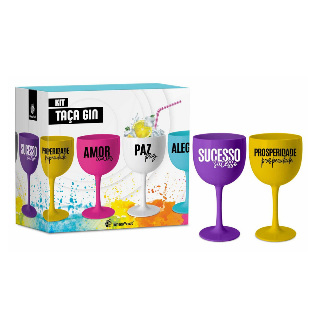 Kit 2 Taças Festas para Drinks Coquetéis Gin 580 ml - Tema Sucesso e Prosperidade