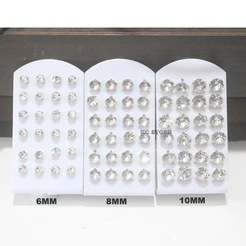 Cartelas 12 -36 Pares Brinco Trio Ponto De Luz feminino 3mm 6mm 8mm10mm Strass Bijuterias tarraxa cartela