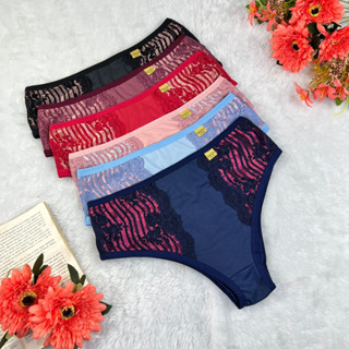 Kit 5 Calcinhas Feminina Cintura Alt Conforto Langerie Renda REF 355