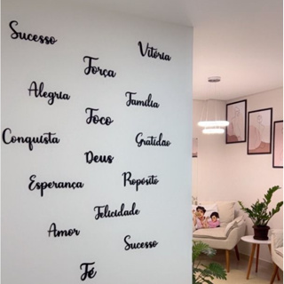 Kit com palavras decorativas para parede em mdf preto 3mm gratidão decoração para a sua casa em Oferta na Shopee
