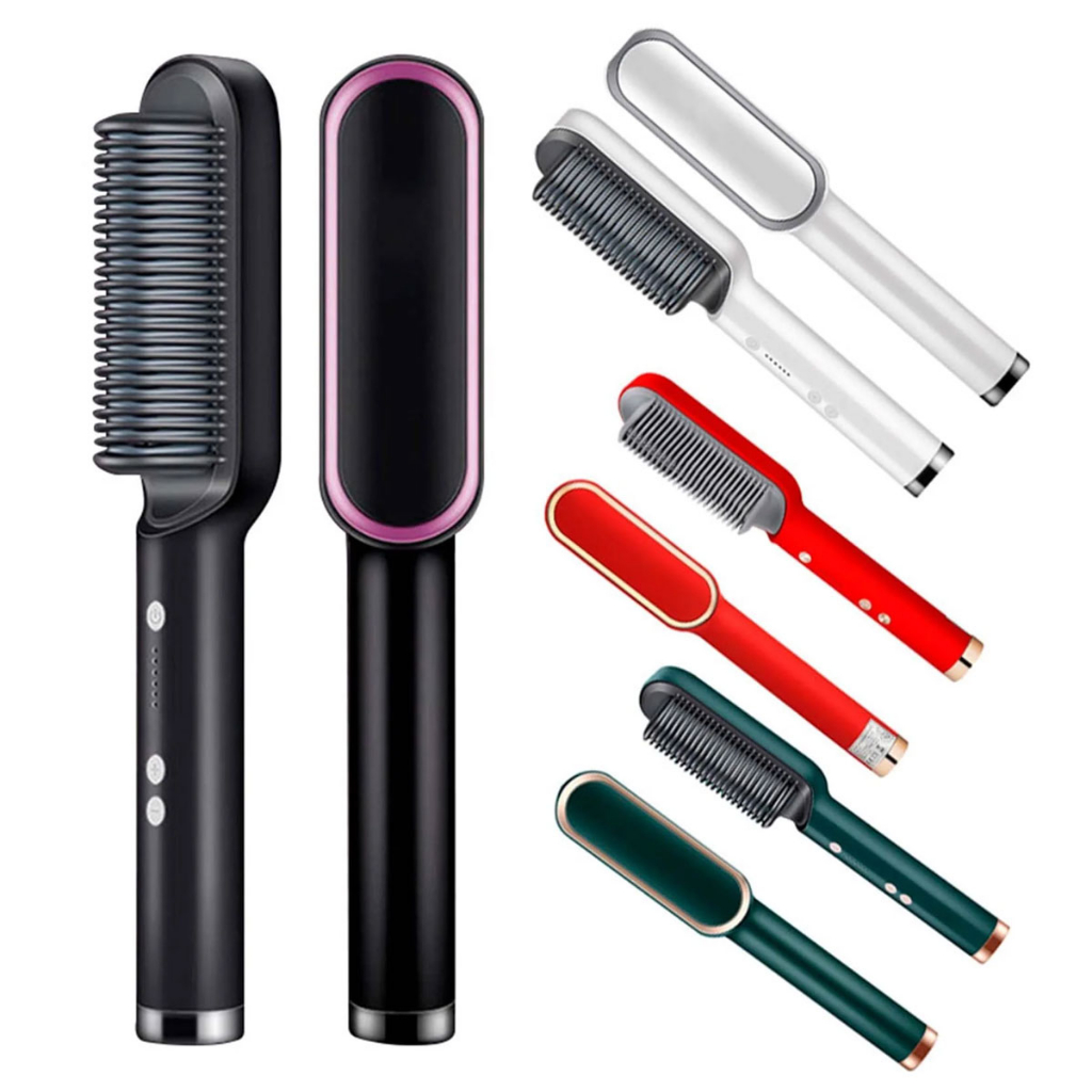 Chapinha Portátil Escova Alisadora 3 em 1 Secador e Modelador de Cachos Bivolt Pente Elétrico