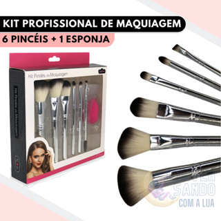 Kit de Pincéis Profissional para Maquiagem com Esponja Gota Pincel Esfumar Contorno Sombra