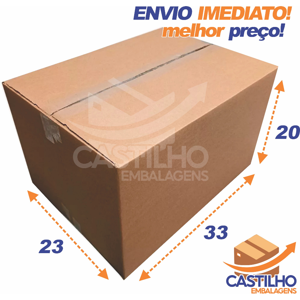 01 caixa de papelão para correios, sedex e pac 33x23x20