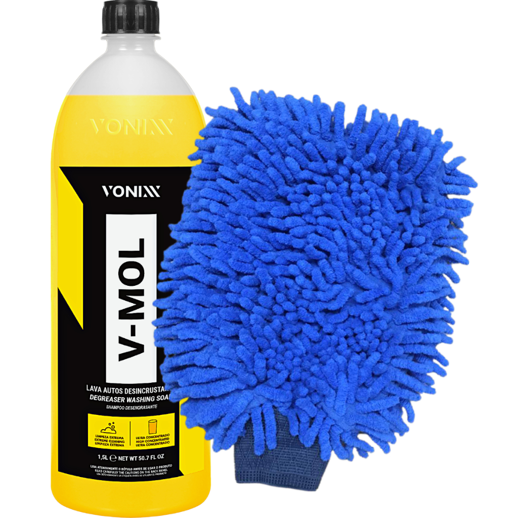 V-Mol Shampoo Automotivo Desengraxante 1,5L Luva de Microfibra em Oferta na Shopee