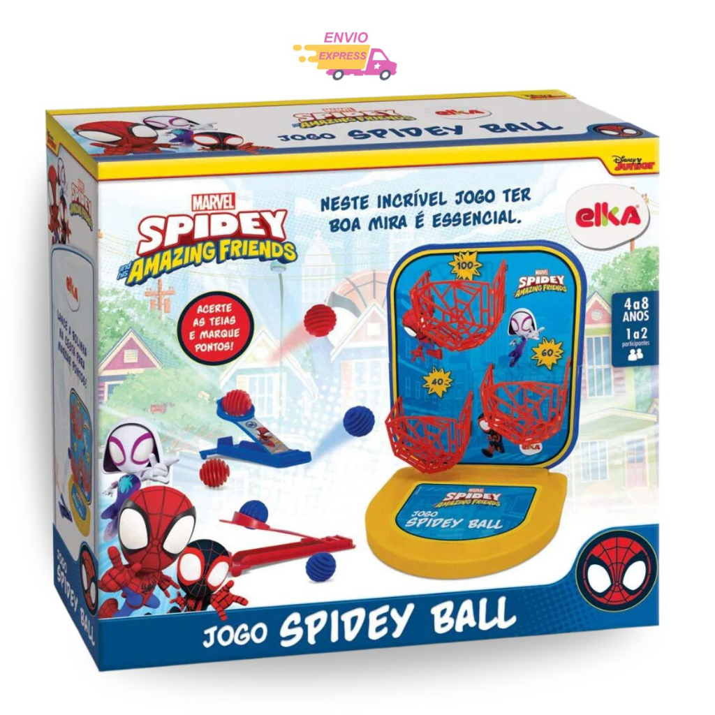Jogo de Mesa Spidey Ball Homem- Aranha Lança Bolinha Série Brinquedos de Menino e Menina Elka