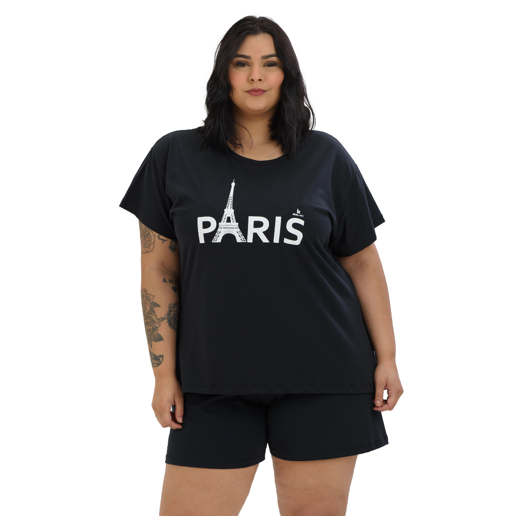 Conjunto Pijama Verão Feminino EXTRA Plus Size Curve Curve+ De Algodão Paris Envio Imediato