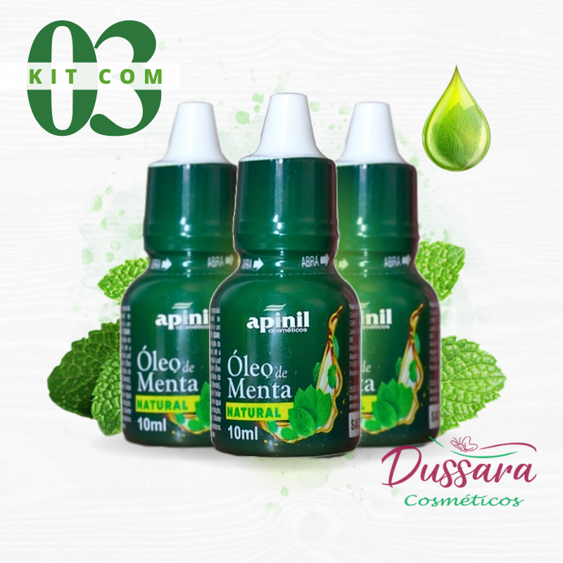 kit com 3 - Óleo De Menta Natural Apinil - 10ml