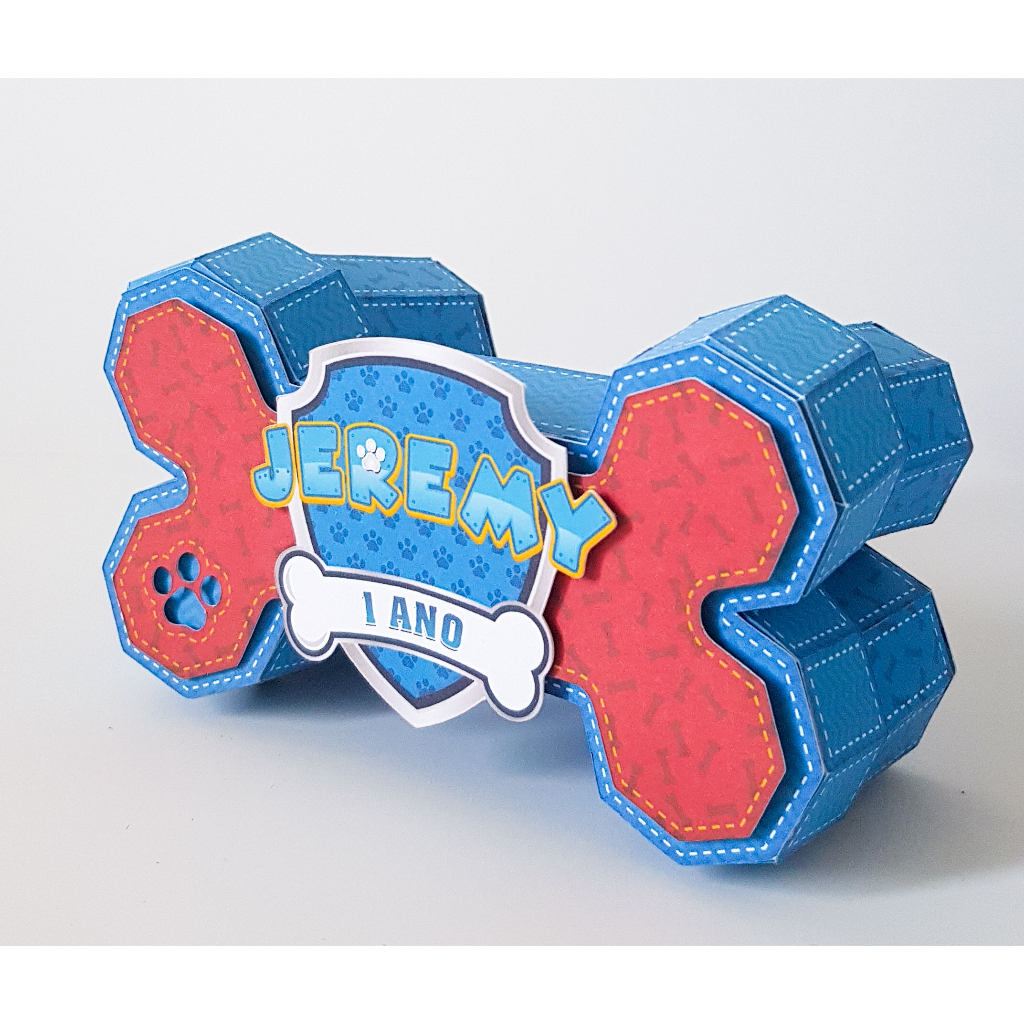 Kit com 5 Caixas Osso Personalizadas Patrulha Canina 3D