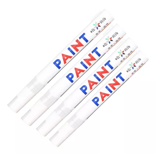 4 Canetas Paint Branca Marcador - Pinta Pneu Carro - Tênis