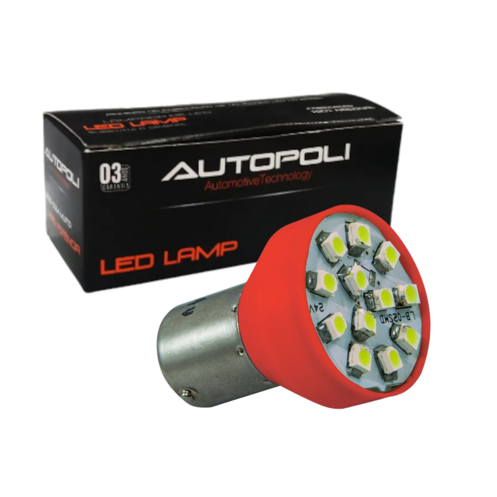 Lâmpada LED 1034 24V 3.5/2W 12 LEDs 2 Polos - Vermelho