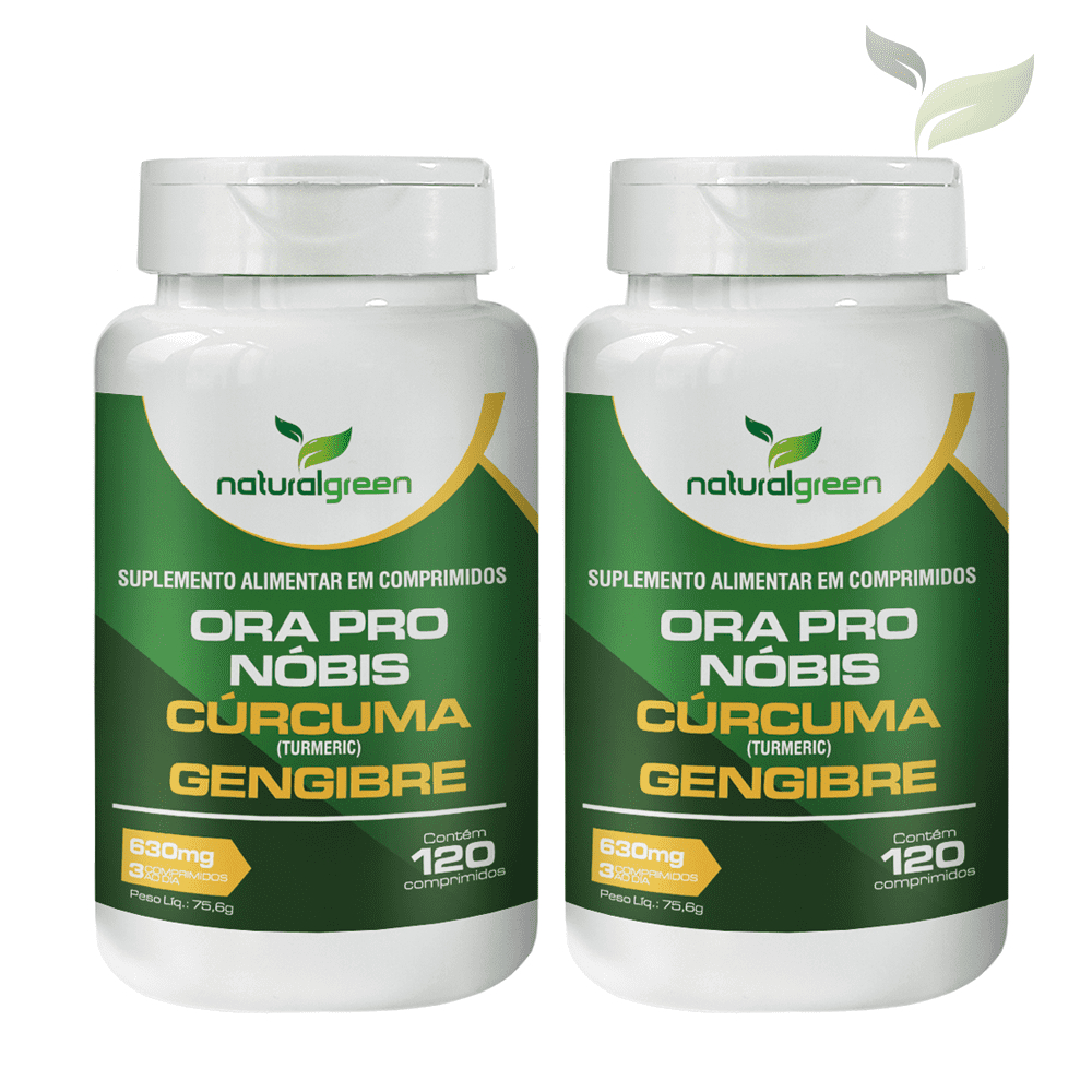 Ora Pro Nóbis + Cúrcuma + Gengibre 630mg - 240 Comprimidos Original Natural Green