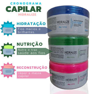 Cronograma Capilar Hidralize Hidratação Reconstrução Nutrição 3x 300gr em Oferta na Shopee