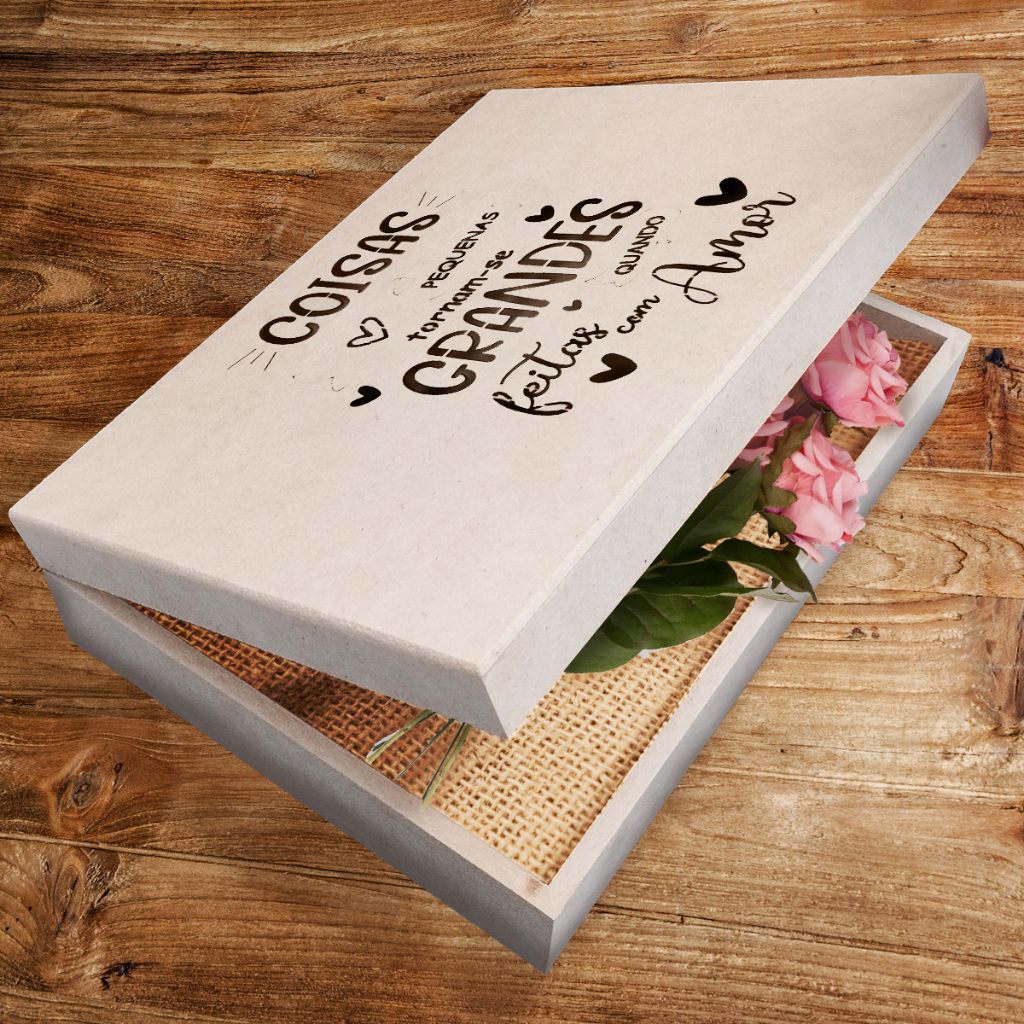 Imperdível Caixa Decorada em MDF Presente Romântico Dobradiça 26x19x6 em Oferta na Shopee