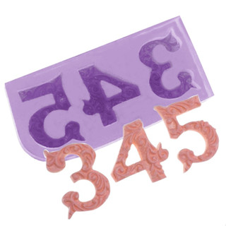 Molde de Números Decorados ( 3-4-5 ) Em Silicone Pasta Americana Biscuit Chocolate Artesanato Sabonete Confeitaria