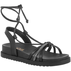 Sandália Infantil Feminina Flatform Birken Brilho Strass Amarração Confortável Moda