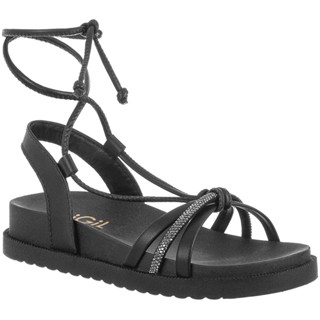 Sandália Infantil Feminina Flatform Birken Brilho Strass Amarração Confortável Moda