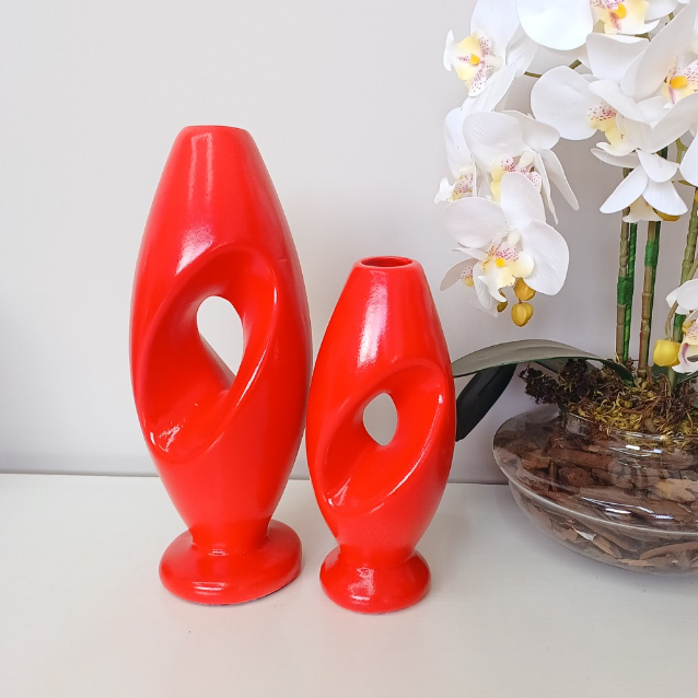 Kit 2 Peças Dupla de Vaso Grande Decorativo para Sala Conjunto Objeto Decorativo Cerâmica Decoração Enfeite Rack vasos centro de mesa e Dupla de vasos