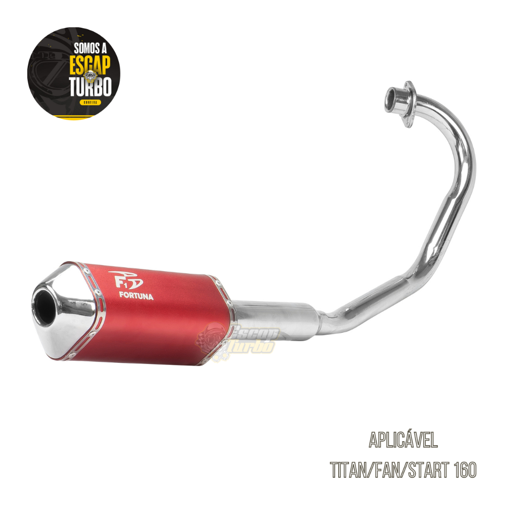 Escapamento Fan 160/ Titan 160/ Start 160 Mini Tri Fortuna Vermelho