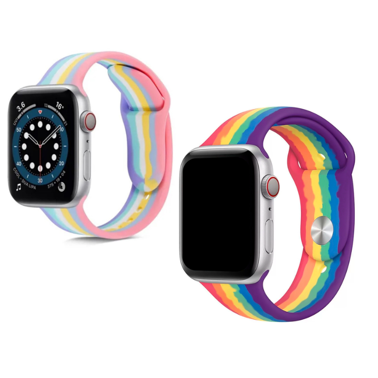 Pulseira Silicone Arco Iris Colorida Smartwatch IWO Apple Watch 38/40mm 42/44mm