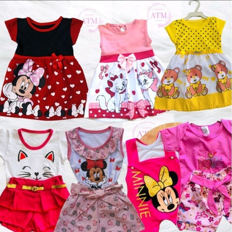 vestido Ou  conjuntinho( short + Blusa) Feminino  Personagens (sem opção de escolha)
