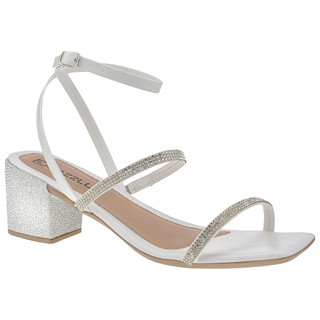 Sandália Feminina Salto Grosso Bloco Strass Prata Brilho em Oferta na Shopee