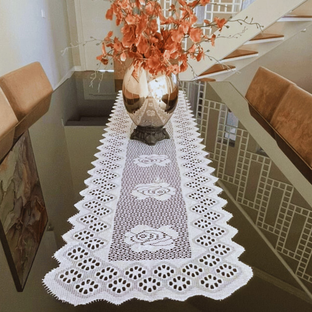 Caminho Trilho De Mesa De Renda Branca 1,40 X 0,40 CL