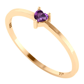 Anel Solitário Ametista Coração Prata 925 Dourada Ouro 18k em Oferta na Shopee