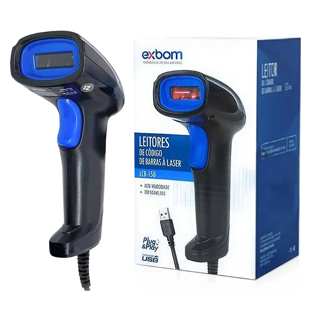 Leitor de Código de Barras Scanner Ean Boleto Febrabran com fio USB Plug And Play Universal