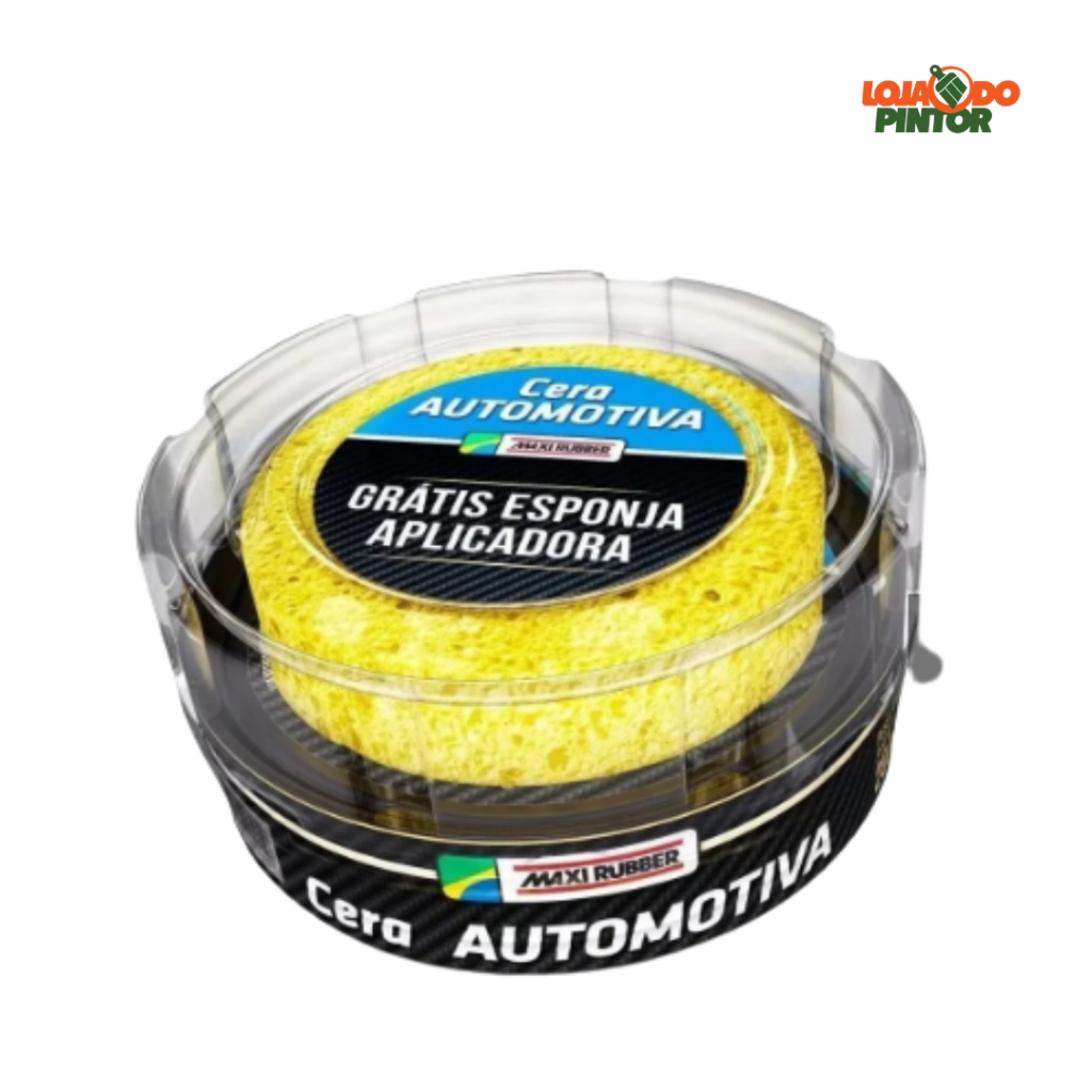 Cera Automotiva 200g Com Esponja Aplicadora Maxi Rubber em Oferta na Shopee