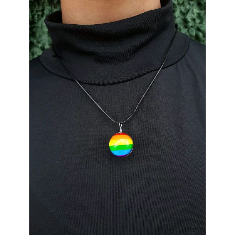 Colar LGBT Dupla Face Vidro  Cordão Ajustável Masculino Feminino