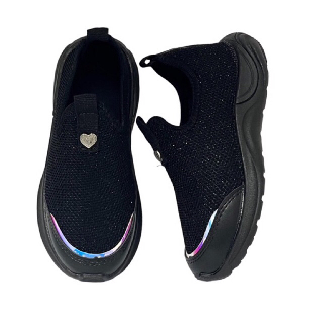 Tênis Infantil Menina Coração Calce Fácil Brilho Escolar Delicado